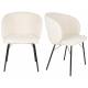 Duo de 2 Chaises Joa Woody Lot de 2 Fauteuils de Table en Tissu Blanc et Métal Noir Sièges de Salle à Manger 59,5x60x81cm