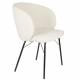 Duo de 2 Chaises Joa Woody Lot de 2 Fauteuils de Table en Tissu Blanc et Métal Noir Sièges de Salle à Manger 59,5x60x81cm