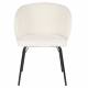 Duo de 2 Chaises Joa Woody Lot de 2 Fauteuils de Table en Tissu Blanc et Métal Noir Sièges de Salle à Manger 59,5x60x81cm