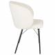 Duo de 2 Chaises Joa Woody Lot de 2 Fauteuils de Table en Tissu Blanc et Métal Noir Sièges de Salle à Manger 59,5x60x81cm