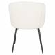 Duo de 2 Chaises Joa Woody Lot de 2 Fauteuils de Table en Tissu Blanc et Métal Noir Sièges de Salle à Manger 59,5x60x81cm