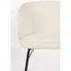 Duo de 2 Chaises Joa Woody Lot de 2 Fauteuils de Table en Tissu Blanc et Métal Noir Sièges de Salle à Manger 59,5x60x81cm