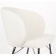 Duo de 2 Chaises Joa Woody Lot de 2 Fauteuils de Table en Tissu Blanc et Métal Noir Sièges de Salle à Manger 59,5x60x81cm