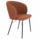 Duo de 2 Chaises Joa Woody Lot de 2 Fauteuils de Table en Tissu Terracotta et Métal Noir Sièges de Salle à Manger 59,5x60x81cm