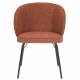 Duo de 2 Chaises Joa Woody Lot de 2 Fauteuils de Table en Tissu Terracotta et Métal Noir Sièges de Salle à Manger 59,5x60x81cm