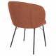 Duo de 2 Chaises Joa Woody Lot de 2 Fauteuils de Table en Tissu Terracotta et Métal Noir Sièges de Salle à Manger 59,5x60x81cm