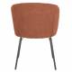 Duo de 2 Chaises Joa Woody Lot de 2 Fauteuils de Table en Tissu Terracotta et Métal Noir Sièges de Salle à Manger 59,5x60x81cm