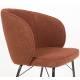 Duo de 2 Chaises Joa Woody Lot de 2 Fauteuils de Table en Tissu Terracotta et Métal Noir Sièges de Salle à Manger 59,5x60x81cm