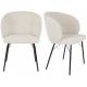 Duo de 2 Chaises Joa Woody Lot de 2 Fauteuils de Table en Tissu Beige et Métal Noir Sièges de Salle à Manger 59,5x60x81cm