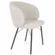 Duo de 2 Chaises Joa Woody Lot de 2 Fauteuils de Table en Tissu Beige et Métal Noir Sièges de Salle à Manger 59,5x60x81cm