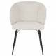 Duo de 2 Chaises Joa Woody Lot de 2 Fauteuils de Table en Tissu Beige et Métal Noir Sièges de Salle à Manger 59,5x60x81cm