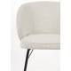 Duo de 2 Chaises Joa Woody Lot de 2 Fauteuils de Table en Tissu Beige et Métal Noir Sièges de Salle à Manger 59,5x60x81cm