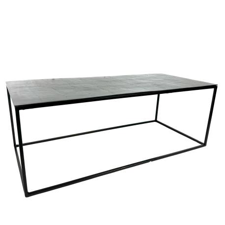 Table Basse Console Table de Salon J-Line Rectangulaire Acier Noir et Fonte D'Aluminium 40x50x110cm