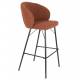 Duo 2 Chaises de Bar Joa Woody 2 Tabourets de Bar en Tissu Terracotta et Métal Noir Sièges de Table 50x52x100cm