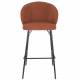 Duo 2 Chaises de Bar Joa Woody 2 Tabourets de Bar en Tissu Terracotta et Métal Noir Sièges de Table 50x52x100cm