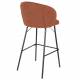 Duo 2 Chaises de Bar Joa Woody 2 Tabourets de Bar en Tissu Terracotta et Métal Noir Sièges de Table 50x52x100cm