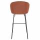 Duo 2 Chaises de Bar Joa Woody 2 Tabourets de Bar en Tissu Terracotta et Métal Noir Sièges de Table 50x52x100cm