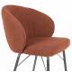 Duo 2 Chaises de Bar Joa Woody 2 Tabourets de Bar en Tissu Terracotta et Métal Noir Sièges de Table 50x52x100cm