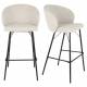 Duo de 2 Chaises de Bar Joa Woody Lot de 2 Tabourets de Bar en Tissu Beige et Métal Noir Sièges de Salle à Manger 50x52x100cm