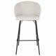 Duo de 2 Chaises de Bar Joa Woody Lot de 2 Tabourets de Bar en Tissu Beige et Métal Noir Sièges de Salle à Manger 50x52x100cm