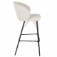 Duo de 2 Chaises de Bar Joa Woody Lot de 2 Tabourets de Bar en Tissu Beige et Métal Noir Sièges de Salle à Manger 50x52x100cm