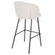 Duo de 2 Chaises de Bar Joa Woody Lot de 2 Tabourets de Bar en Tissu Beige et Métal Noir Sièges de Salle à Manger 50x52x100cm