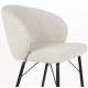 Duo de 2 Chaises de Bar Joa Woody Lot de 2 Tabourets de Bar en Tissu Beige et Métal Noir Sièges de Salle à Manger 50x52x100cm