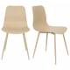 Lot de 2 Chaises Design Léon Assises Woody de Table en Acier et Plastique Beige 44,5x49x80cm