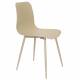 Lot de 2 Chaises Design Léon Assises Woody de Table en Acier et Plastique Beige 44,5x49x80cm