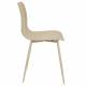 Lot de 2 Chaises Design Léon Assises Woody de Table en Acier et Plastique Beige 44,5x49x80cm