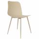Lot de 2 Chaises Design Léon Assises Woody de Table en Acier et Plastique Beige 44,5x49x80cm
