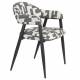Lot de Deux Chaises Miyo Dutchbone Duo d'Assises en Tissu Bi-colore et Métal Noir Fauteuil de Tables à Motifs 55x58x81cm
