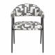 Lot de Deux Chaises Miyo Dutchbone Duo d'Assises en Tissu Bi-colore et Métal Noir Fauteuil de Tables à Motifs 55x58x81cm