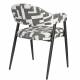 Lot de Deux Chaises Miyo Dutchbone Duo d'Assises en Tissu Bi-colore et Métal Noir Fauteuil de Tables à Motifs 55x58x81cm