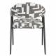 Lot de Deux Chaises Miyo Dutchbone Duo d'Assises en Tissu Bi-colore et Métal Noir Fauteuil de Tables à Motifs 55x58x81cm