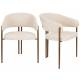 Lot de Deux Chaises Naida Dutchbone Duo d'Assises en Tissu Beige et Métal Finition Bronze Fauteuils de Table 56,5x58,5x78,5cm