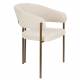 Lot de Deux Chaises Naida Dutchbone Duo d'Assises en Tissu Beige et Métal Finition Bronze Fauteuils de Table 56,5x58,5x78,5cm