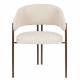 Lot de Deux Chaises Naida Dutchbone Duo d'Assises en Tissu Beige et Métal Finition Bronze Fauteuils de Table 56,5x58,5x78,5cm