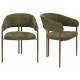 Lot de Deux Chaises Naida Dutchbone Duo d'Assises en Tissu Vert et Métal Finition Bronze Fauteuils de Table 56,5x58,5x78,5cm
