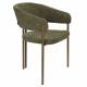 Lot de Deux Chaises Naida Dutchbone Duo d'Assises en Tissu Vert et Métal Finition Bronze Fauteuils de Table 56,5x58,5x78,5cm