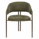 Lot de Deux Chaises Naida Dutchbone Duo d'Assises en Tissu Vert et Métal Finition Bronze Fauteuils de Table 56,5x58,5x78,5cm