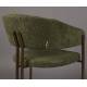Lot de Deux Chaises Naida Dutchbone Duo d'Assises en Tissu Vert et Métal Finition Bronze Fauteuils de Table 56,5x58,5x78,5cm