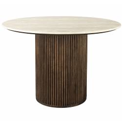 Table de Salle à Manger Arda Dutchbone Table de Repas Ronde en Bois et Pierre Naturelle 115x115x76,6cm