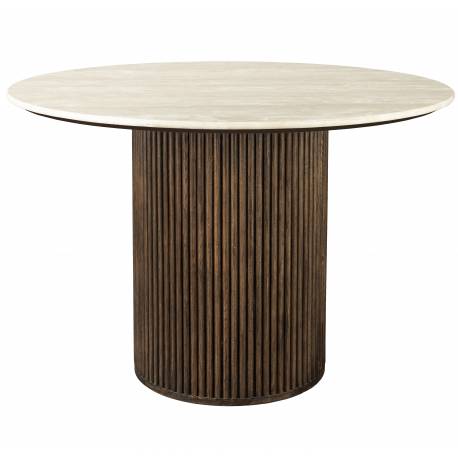 Table de Salle à Manger Arda Dutchbone Table de Repas Ronde en Bois et Pierre Naturelle 115x115x76,6cm