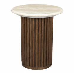 Table d'Appoint Arda Dutchbone Sellette Ronde en Bois et Pierre Naturelle Guéridon 35x35x40cm