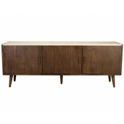 Buffet Arda Dutchbone Console Tiroirs Salon Rectangulaire Design Vintage Industriel en Bois Finition Noyer 40x60x160cm