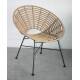 Fauteuil Toma Athezza Façon Chaise en Rotin en Acier et Plastique Couleur Naturel 63x73x77cm