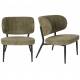 Fauteuil de Salon Sanne Woody Siège Acier Noir et Tissu Gris Vert Assise Basse 62x72x76cm