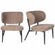 Fauteuil Sanne Woody Siège de Salon Acier Noir et Tissu Marron Assise Basse 62x72x76cm