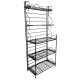Boulangère Pliable Etagère de Rangement Présentoir Intérieur et Extérieur à 4 Etages en Fer Patiné Marron 33,5x66x149cm